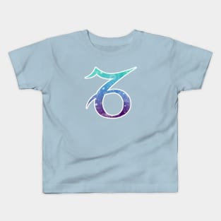 Capricorn Zodiac Symbol in Magical Mermaid Colors Kids T-Shirt